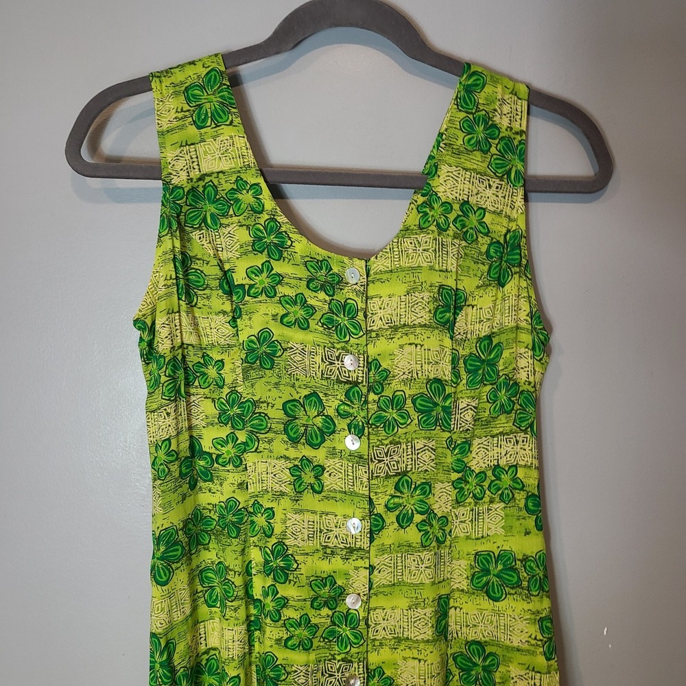 Vtg JBS Maxi Shirt Resort Dress Green Granola Sz L Boho Cottage Fairy 90s - Picture 2 of 10